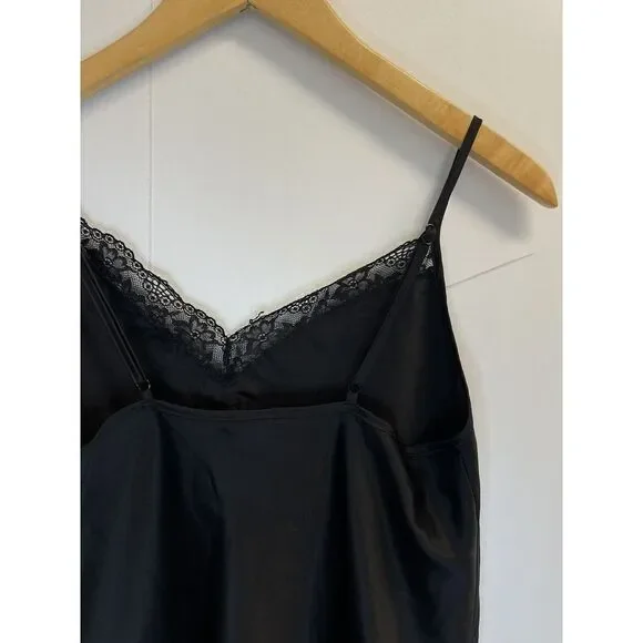 Secret Treasures Women's S Black Satin Lace Detail Slip dress Nightgown - Picture 4 of 5